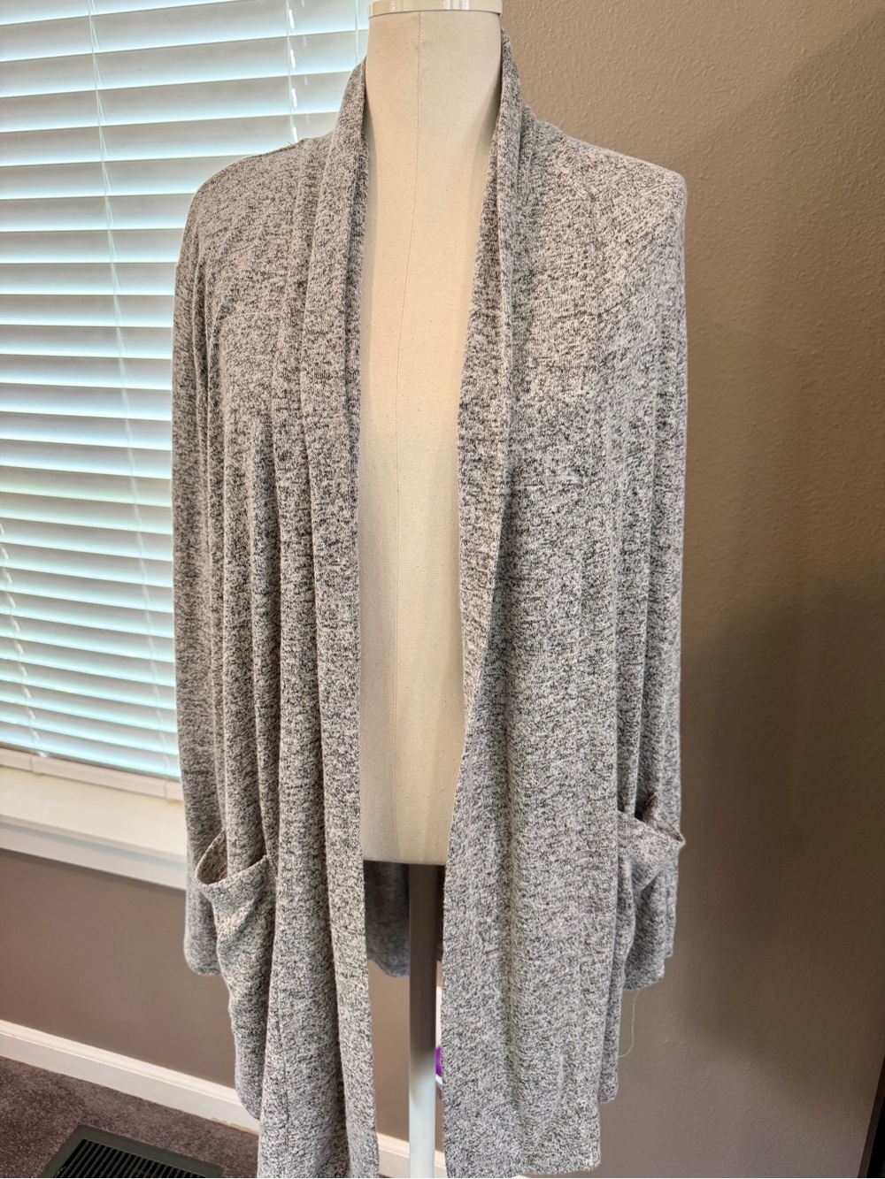 Cozy Open-Front  Loft Women's Knit Cardigan - Heather Gray